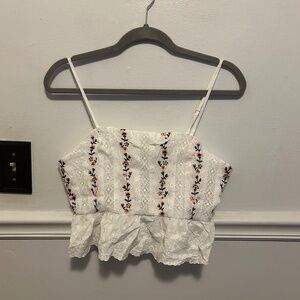 Forever 21 Flower Embroidered Lace Crop Top - Size L